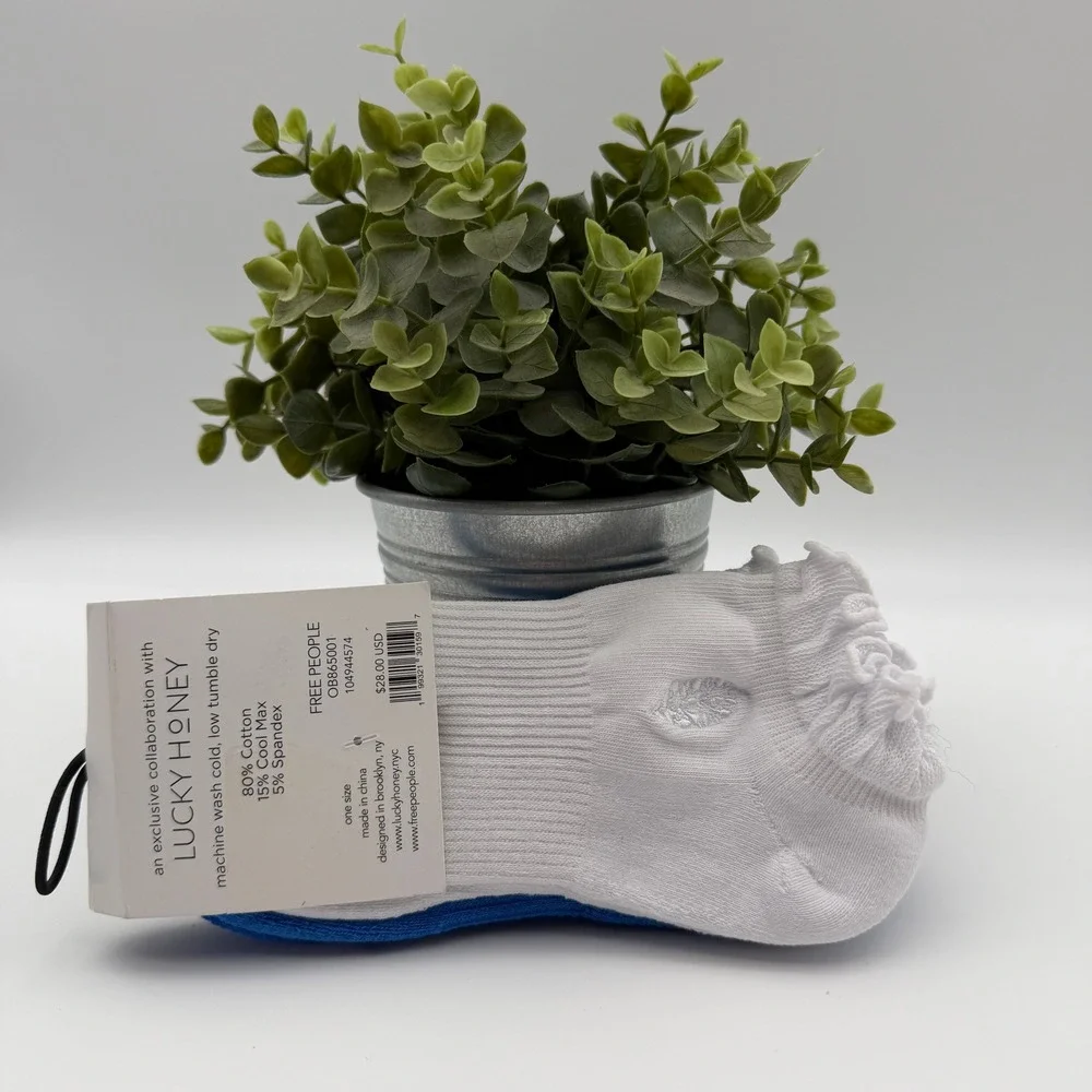 Free People FP Movement x Lucky Honey Ruffle Sneaker Athletic Sock 2-Pack NWT